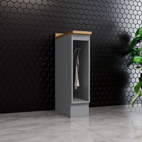 Balcão para Cozinha 20cm Porta Toalha com Tampo Emily Cinza/Nature