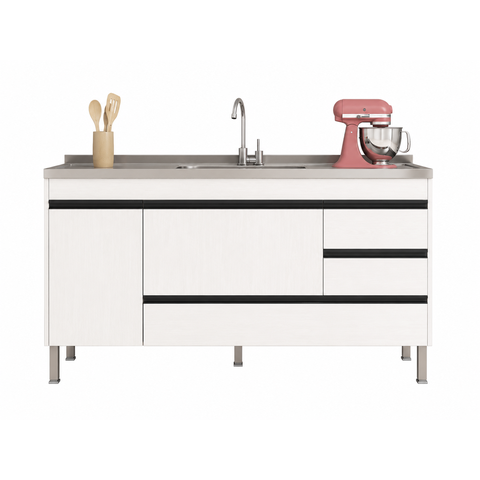 Gabinete de Cozinha MDP 1,44 m Elegância e Versatilidade:Branco