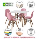 Ver imagem 2 de Conjunto de Mesa Eames Eiffel Madeira Infantil 68cm Quadrado Branco 4 Cadeiras Rosa