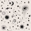 Ver imagem 1 de Papel de Parede Temático Astrologia Fundo Bege - 3,00x0,50m