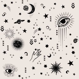 Papel de Parede Temático Astrologia Fundo Bege - 3,00x0,50m - 1
