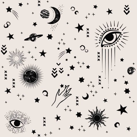 Papel de Parede Temático Astrologia Fundo Bege - 3,00x0,50m