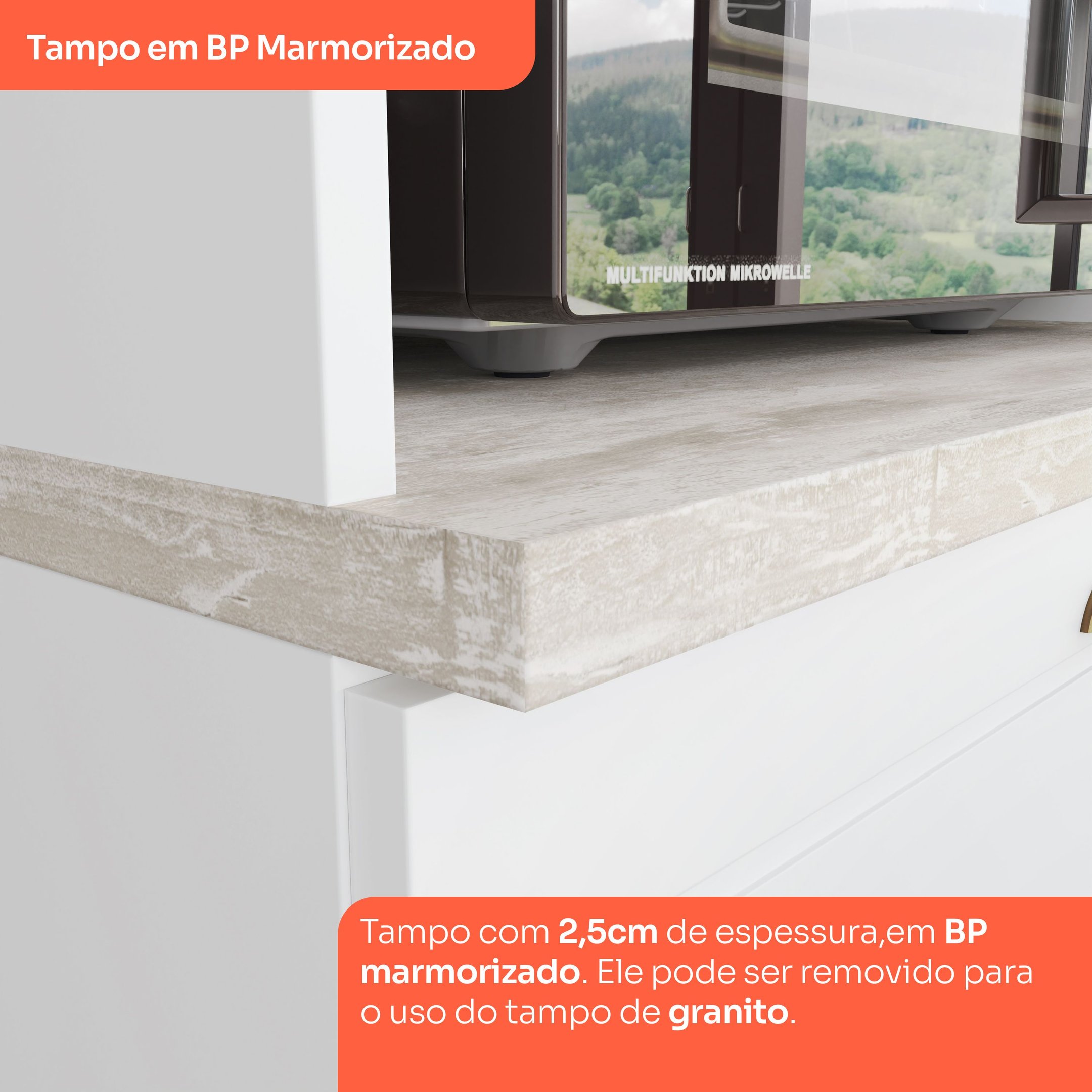 Balcão para Cozinha 20cm Porta Toalha com Tampo Emily - 7
