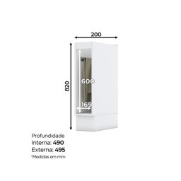 Balcão para Cozinha 20cm Porta Toalha com Tampo Emily - 2