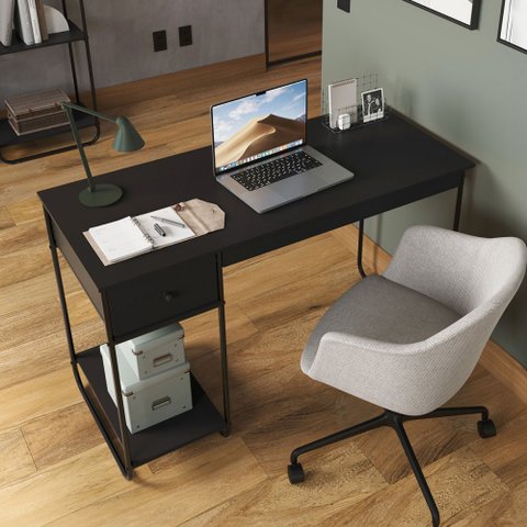 Mesa Escrivaninha Criare 1 Gaveta Preto - Art Panta