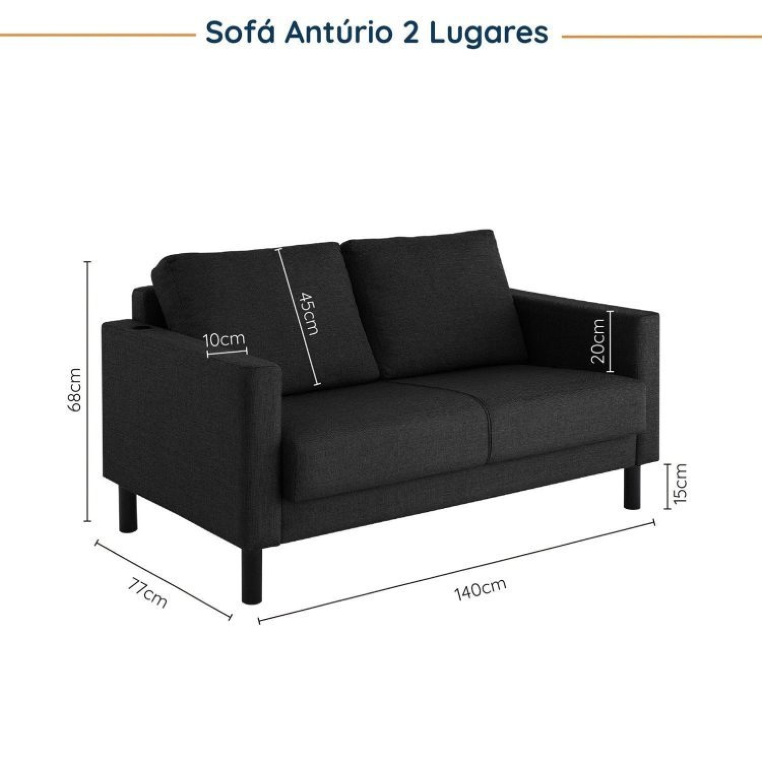 Conjunto de Sofá Antúrio 3 e 2 Lugares com Usb em Linho CabeCasa MadeiraMadeira - 3