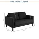 Ver imagem 3 de Conjunto de Sofá Antúrio 3 e 2 Lugares com Usb em Linho CabeCasa MadeiraOriginals Cinza Escuro