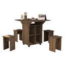 Ver imagem 3 de Mesa Dobrável c/ Bancos Vira Aparador Multiuso Bar MDF Annie: Castanho