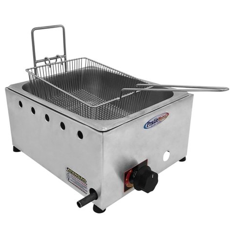 Fritadeira Industrial Inox à Gás 1 Cuba 5 Litros com Cesto