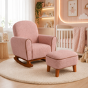 Ver imagem 1 de Poltrona Amamentação Nuvem Balanço + Puff Estofado Bouclé:Bouclé Rosé