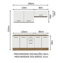 Ver mais imagens de Kit com 2 Balcões e 2 Armários Aéreos Multiuso 200cm Rustic/branco Agata Madesa Rustic/branco