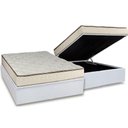 Ver imagem 1 de Cama Box Baú Casal: Colchão Molas Luckspuma Bonnel Montreal Spring + Base CRC Courano White(138x188)