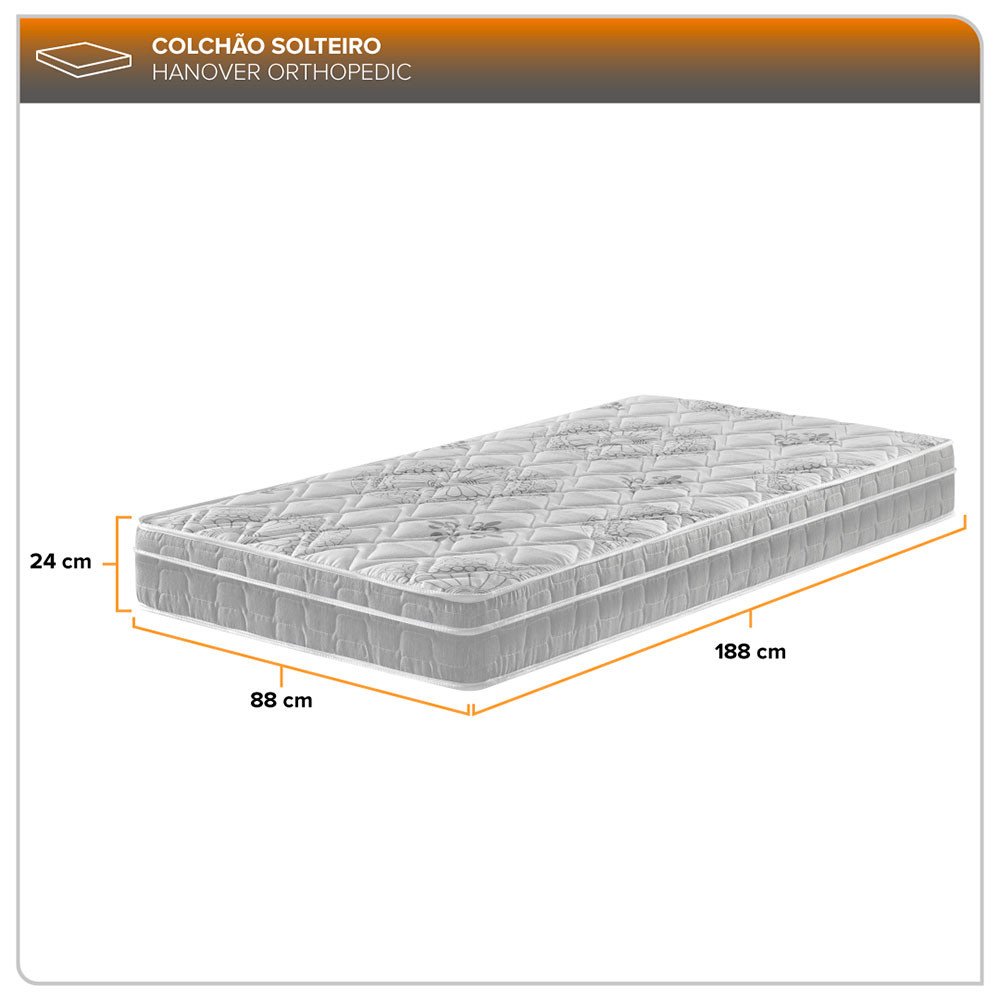 Colchão Solteiro Hanover Orthopedic Espuma D33 88x188x24cm Zidi - 3