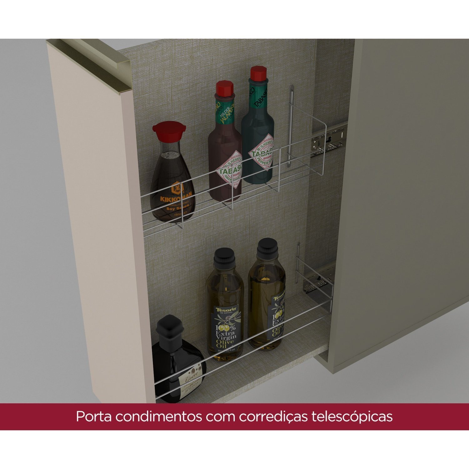 Balcão Para Cozinha Condimentos 20cm 100% MDF Aurora Espresso Móveis - 5