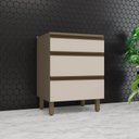 Ver imagem 1 de Balcão para Cozinha 3 Gavetas 60cm 100% MDF Aurora Espresso Móveis Marrom/Duna/Cristal