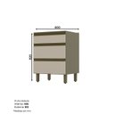 Ver imagem 4 de Balcão para Cozinha 3 Gavetas 60cm 100% MDF Aurora Espresso Móveis Marrom/Duna/Cristal