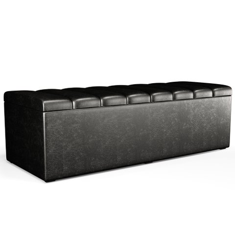 Calçadeira Recamier Baú para Cama Queen Dália 160x50 Cm W01 Couríssimo Preto - Lyam