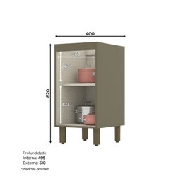 Balcão Para Cozinha 1 Porta 40cm 100% MDF Aurora Espresso Móveis - 4