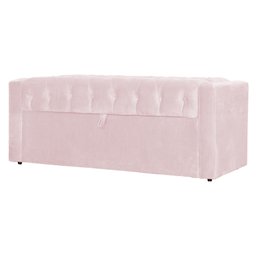 Calçadeira Baú Estofado para Cama Box Emma Solteiro 90 Cm Corano Rosa Bebe - Dl Decor - 4