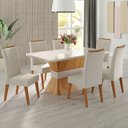 Ver imagem 1 de Mesa de Jantar 6 Lugares Jolie com Vidro Mel/marfim/off White - Viero Móveis