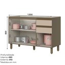Ver imagem 4 de Balcão para Pia 2 Gavetas 3 Portas 100% MDF Aurora Espresso Móveis Marrom/Duna/Cristal
