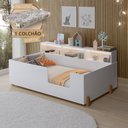 Ver imagem 1 de Cama Infantil Doçura Juvenil com Colchão para Quarto Infantil em Mdf Premium Design Seguro - Branco