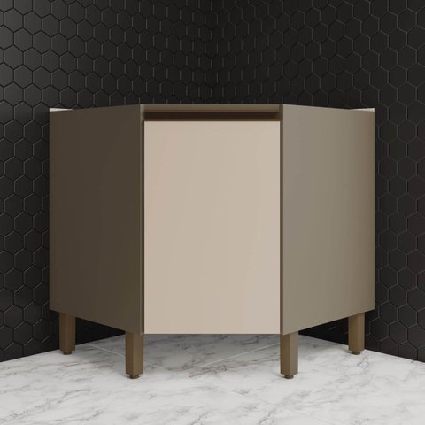 Balcão Para Cozinha Canto Oblíquo 1 Porta 100% MDF Aurora Espresso Móveis