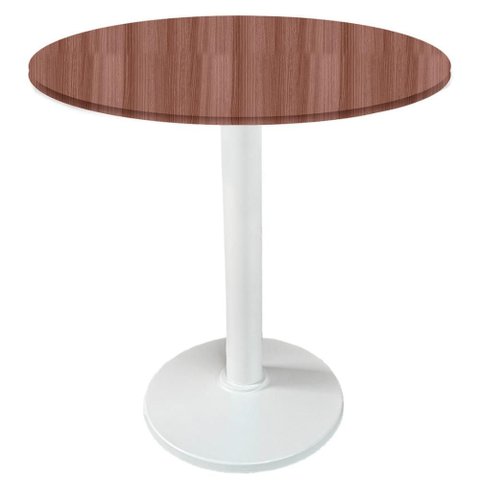 Mesa Zeta Ferro Branco 75 Cm (alt) Disco Redondo Tampo Mdp Redondo 60 Cm (larg) X 2,5 Cm (alt)