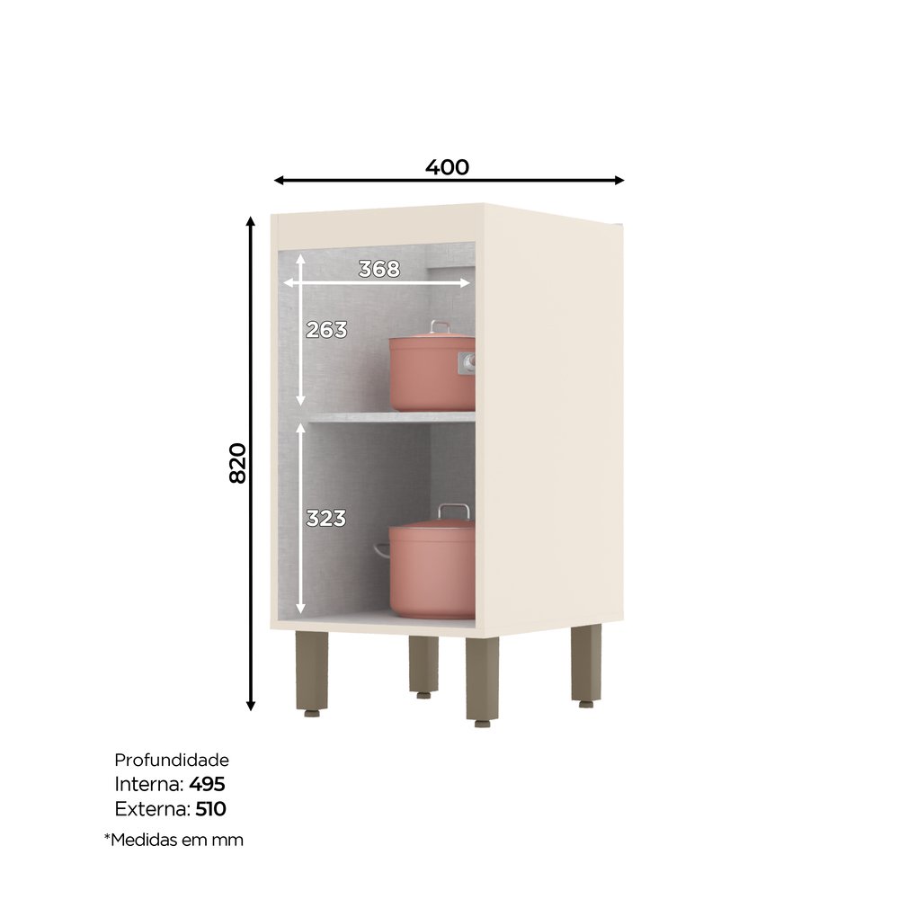 Balcão Para Cozinha 1 Porta 40cm 100% MDF Aurora Espresso Móveis - 2