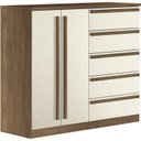 Ver imagem 2 de Cômoda 2 Portas 5 Gavetas Málaga Gold Bege/Jatoba/Areia