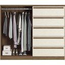 Ver imagem 4 de Cômoda 2 Portas 5 Gavetas Málaga Gold Bege/Jatoba/Areia