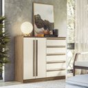 Ver imagem 1 de Cômoda 2 Portas 5 Gavetas Málaga Gold Bege/Jatoba/Areia
