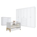 Ver imagem 1 de Quarto de Bebê Americano 6 Portas com Berço Americano Mini Cama Fantasia Branco Acetinado – Qmovi -