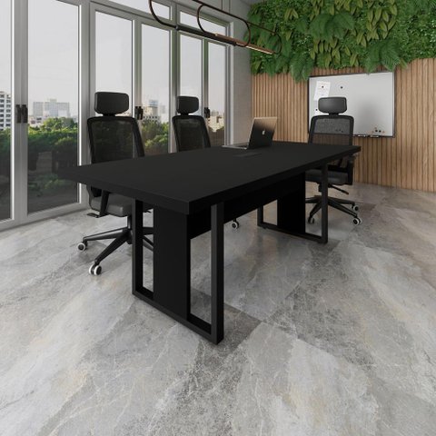 Mesa de Reunião 2,00m 1 Caixa de Tomada Pés Metal Quadro F5