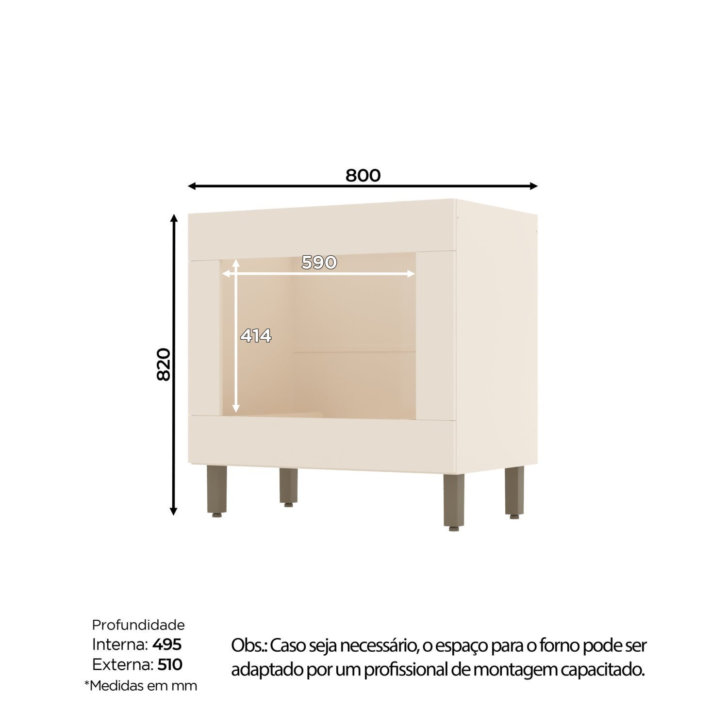 Balcão Para Cozinha Forno Embutir 100% MDF Aurora Espresso Móveis - 3