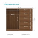 Ver imagem 3 de Cômoda 2 Portas 5 Gavetas Málaga Gold Marrom/Jatobá