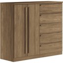 Ver imagem 2 de Cômoda 2 Portas 5 Gavetas Málaga Gold Marrom/Jatobá