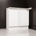Ver imagem 1 de Balcão Canto Reto com Tampo 1 Porta Emily Espresso Móveis Branco/HP/Calcare