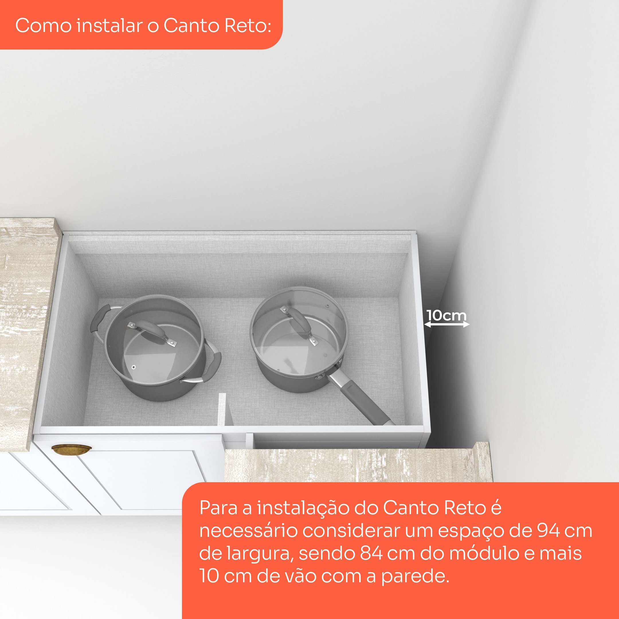 Balcão Para Cozinha Canto Reto 1 Porta com Tampo Emily - 8