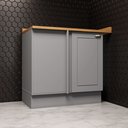 Ver imagem 1 de Balcão para Cozinha Canto Reto 1 Porta com Tampo Emily Cinza/Nature