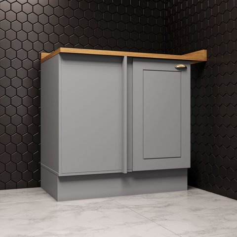 Balcão para Cozinha Canto Reto 1 Porta com Tampo Emily Cinza/Nature