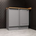 Ver imagem 1 de Balcão para Cozinha Canto Reto 1 Porta com Tampo Emily Cinza/Nature