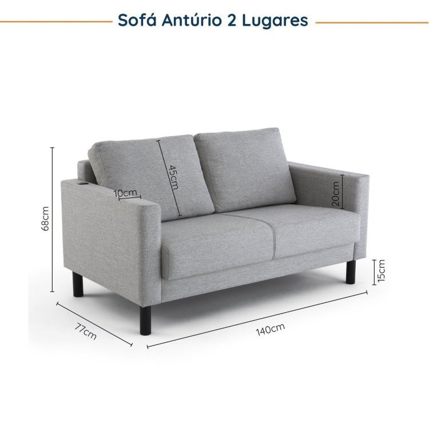 Conjunto de Sofá Antúrio 3 e 2 Lugares com Usb em Linho CabeCasa MadeiraMadeira - 3