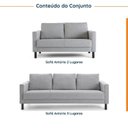 Ver imagem 2 de Conjunto de Sofá Antúrio 3 e 2 Lugares com Usb em Linho CabeCasa MadeiraOriginals Cinza