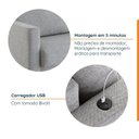 Ver imagem 5 de Conjunto de Sofá Antúrio 3 e 2 Lugares com Usb em Linho CabeCasa MadeiraOriginals Cinza