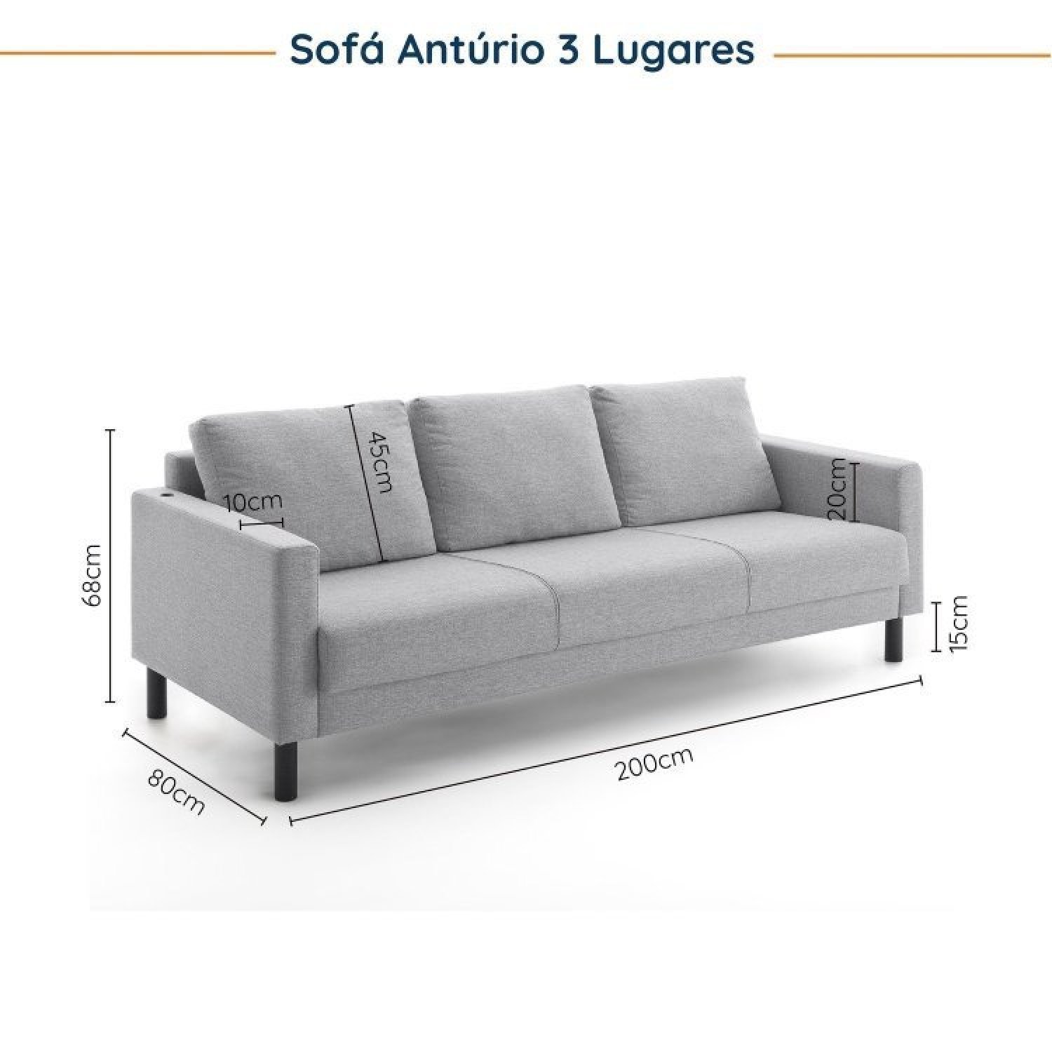 Conjunto de Sofá Antúrio 3 e 2 Lugares com Usb em Linho CabeCasa MadeiraMadeira - 4