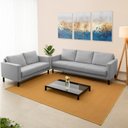 Ver imagem 1 de Conjunto de Sofá Antúrio 3 e 2 Lugares com Usb em Linho CabeCasa MadeiraOriginals