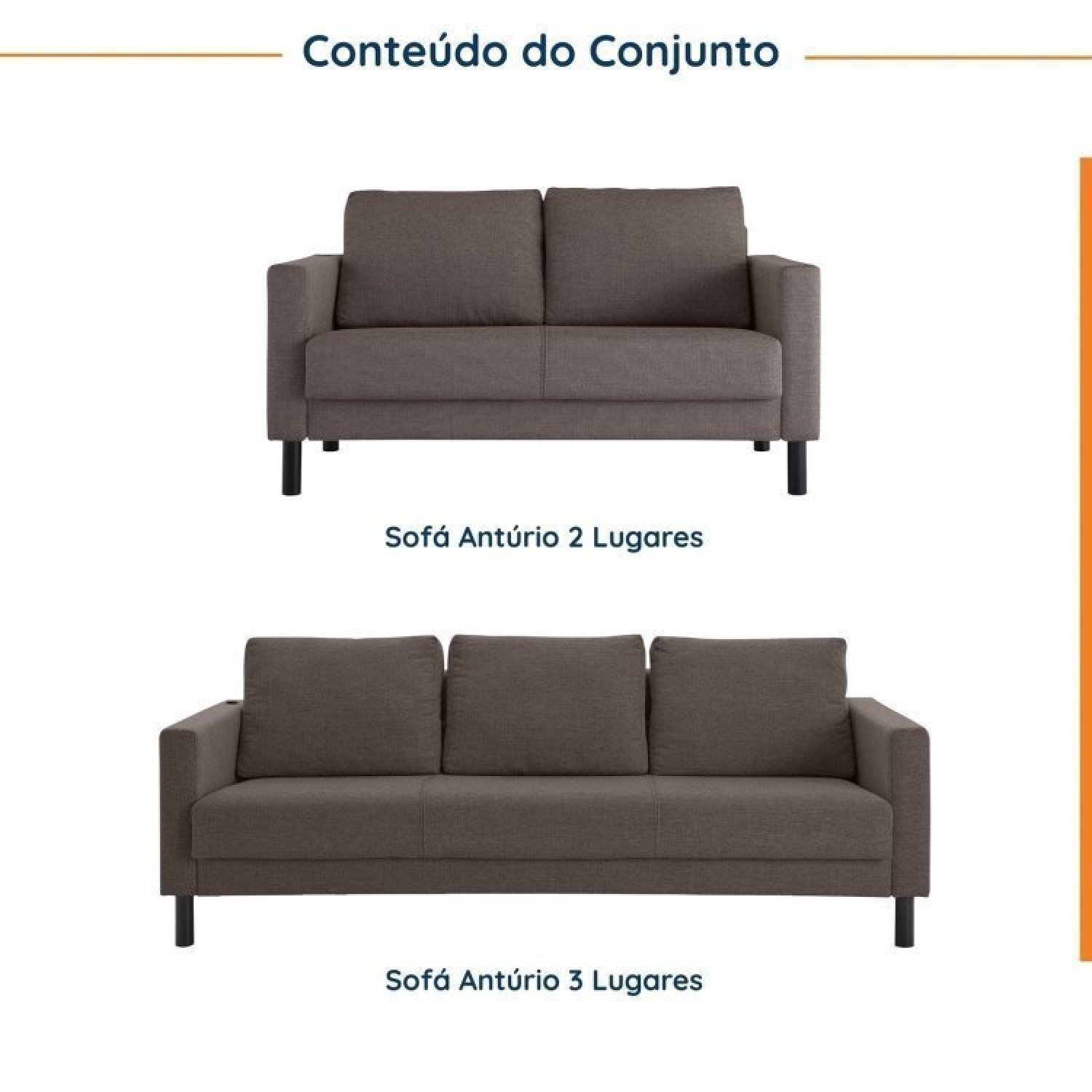 Conjunto de Sofá Antúrio 3 e 2 Lugares com Usb em Linho CabeCasa MadeiraMadeira - 2