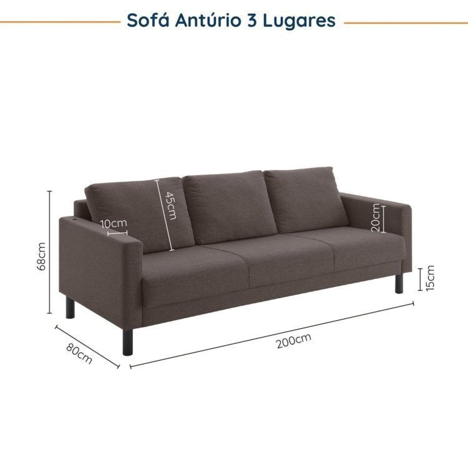 Conjunto de Sofá Antúrio 3 e 2 Lugares com Usb em Linho CabeCasa MadeiraMadeira - 3