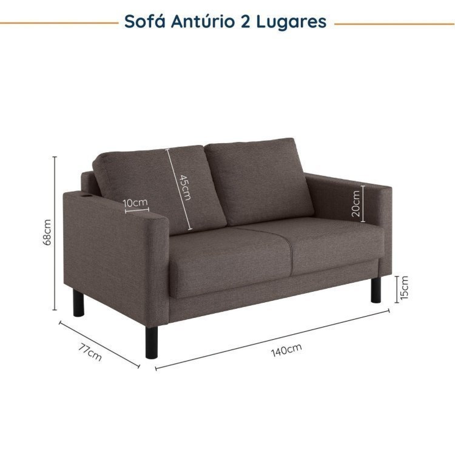 Conjunto de Sofá Antúrio 3 e 2 Lugares com Usb em Linho CabeCasa MadeiraMadeira - 4